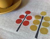 Linen Placemats Modern Trees Orange & Mustard Hand Printed (set of 4) - SimaPrints
