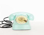 Vintage rotary mint turquoise telephone - AnnaLouVintage