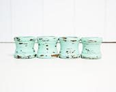 Shabby Chic Napkin Rings - Upcycled Eco Friendly -  Pale Aqua  Set of 4  by speckleddog on Etsy  - tt team - avidteam - speckleddog