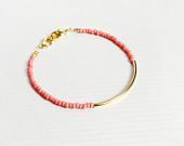 coral gold bar bracelet - minimalist jewelry - friendship bracelet - PetiteCo