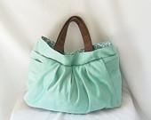 Mint Green Vegan Suede Hobo - Handmade handbag - Slouch bag - ACAmour