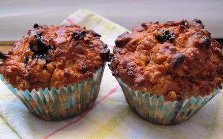 blueberry, apple oat muffins