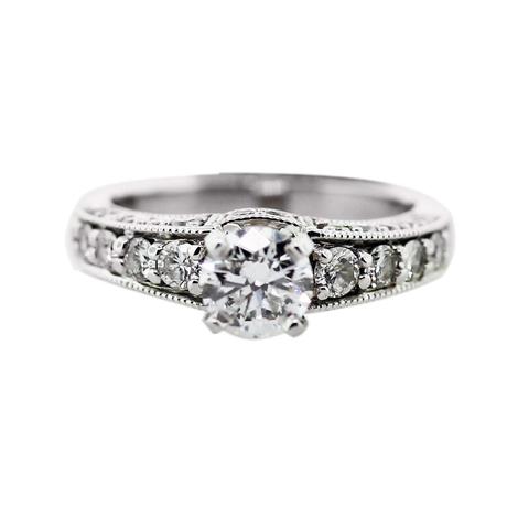 14k White Gold Round Brilliant Cut Diamond Engagement Ring