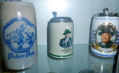 Bier steins collection at the Bier and Oktoberfest Museum in Munich, Bavaria, Germany