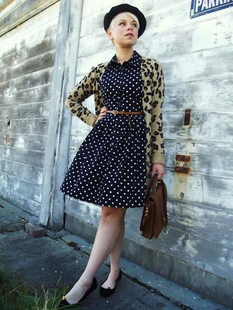 Fleur d'Elise, pattern mixing, leopard print, polka dots, fall trends, beret, in style