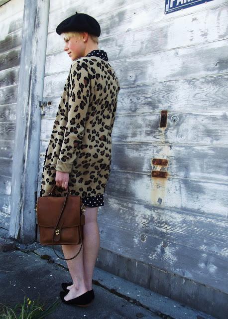 Fleur d'Elise, pattern mixing, leopard print, polka dots, fall trends, beret, in style