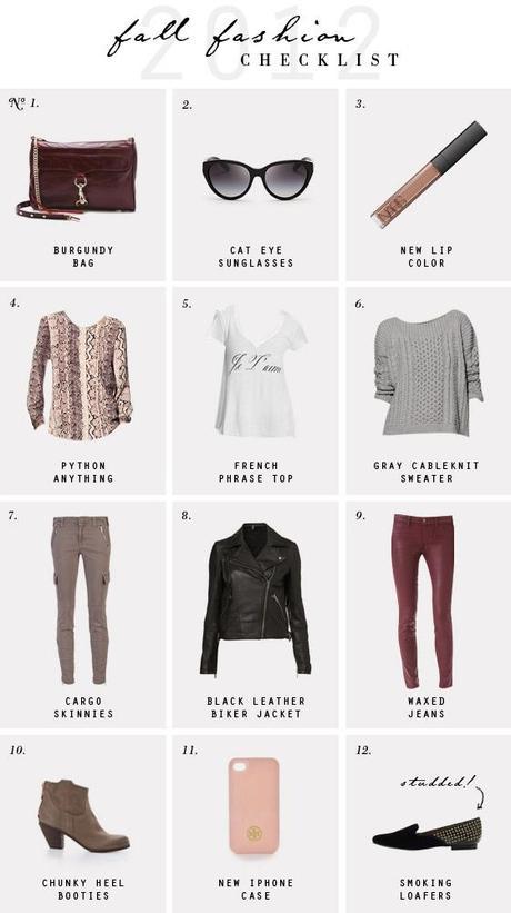 CHECKLIST Fall Fashion 2012