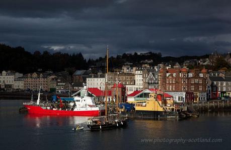 Dramatic light on boats in Oban bay
