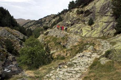 Hiking the Old Road from Vall de Núria to Queralbs in the Pyrenees, Catalonia, Spain