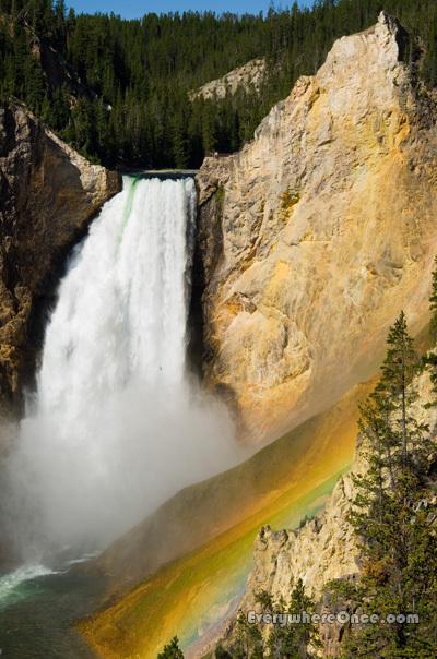 Yellowstone National Park Lower Falls Rainbow Waterfall