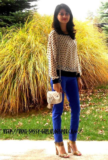 Outfit Ideas: Polka Dots & Colored Denim