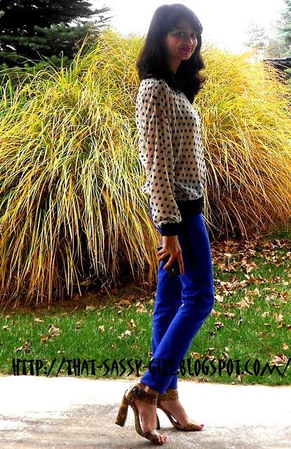 Outfit Ideas: Polka Dots & Colored Denim