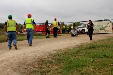 Gulf Coast Oilfield Wife, Mother of 6, Cherri Foytlin Chains Self to Keystone XL Pipeyard Gate