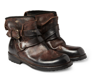 Boots Sans The Bike:  Dolce and Gabbana Distressed-Leather Biker Boot
