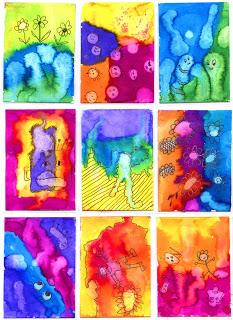 Crazy Watercolor ATCs