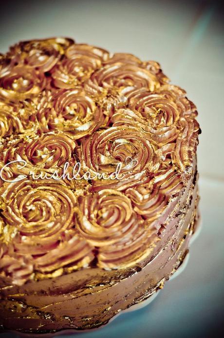 Antique Golden Rose Birthday Cake