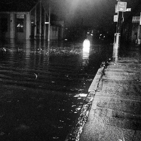 Red hook Brooklyn. Complete darkness, and almost under water. The real thing is so much scarier than the news. #sandy (at Red Hook Terminal)