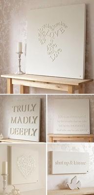 apply wooden letters on canvas and spray paint.
