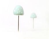 Ice Blue Mushrooms Set of (2)  - Miniature Terrarium Decor, Pin Cushion Accessories - FoxtailCreekStudio