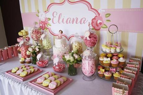 Vintage Lemon and Pink Themed Baptism by Life is Sweet Candy Buffets
