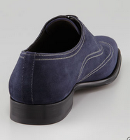 Soft 'n' Strong:  Bergdorf Goodman Topstitched Suede Wing-Tip