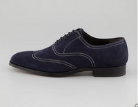 Soft 'n' Strong:  Bergdorf Goodman Topstitched Suede Wing-Tip