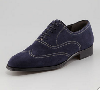 Soft 'n' Strong:  Bergdorf Goodman Topstitched Suede Wing-Tip