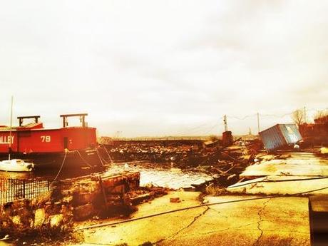 The Lehigh Valley Barge? Stubbornly intact. The pier to which it is moored? Disappeared.