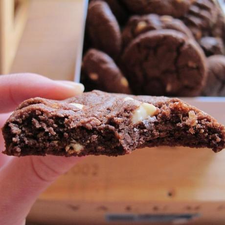 Taste testing a Mocha double chocolate cookies
