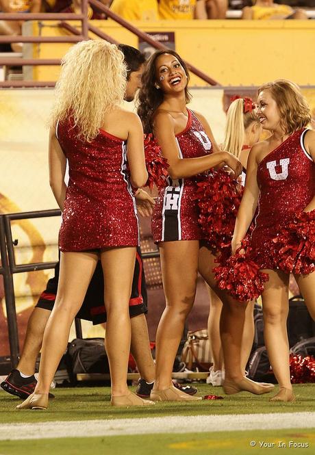 Utah Cheerleaders Having a Good Time On The Sideline