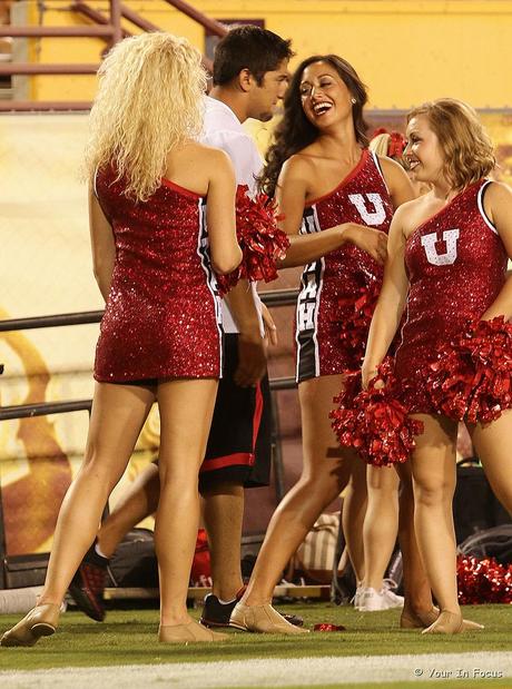 Utah Cheerleaders Having a Good Time On The Sideline