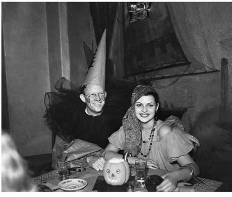 Another Halloween photograph I like, of Rita Hayworth and Pinkly Tomlin  .
(The only things I’ve ever been for Halloween are a princess, a baby, and a slutty cat, but I admire people who get creative.)