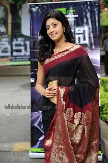 Pranita - Hot in Black Transparent Saree