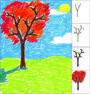 Fall Oil Pastel Tree