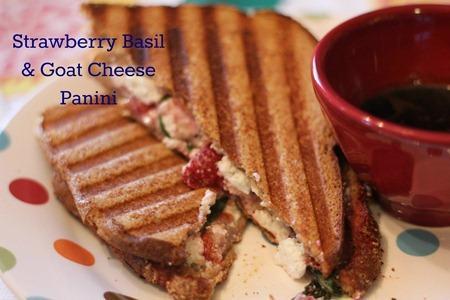 Strawberry Basil Goat Cheese Panini with Text