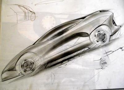 Supercar side view sketch by Luciano Bove