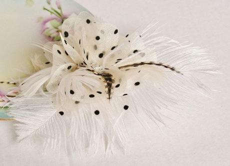 Bridal Hair Accessories, Bridal Fascinator, Bridal Feather Flower Fascinator, Bridal Headpiece, Black, Ivory, Champagne