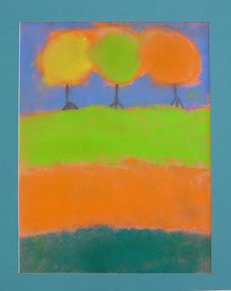 Chalk Pastel Fall Landscape