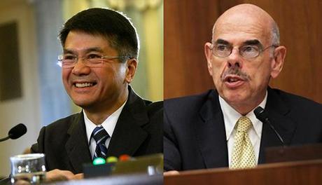 photos of former united states commerce secretary Gary Locke, now united states ambassador to China, and congressman Henry Waxman, Democrat, California, whose district includes Hollywood and Beverly Hills