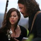 Joy Williams and John Paul White of The Civil Wars perform backstage during the Sasquatch! Music Festival.