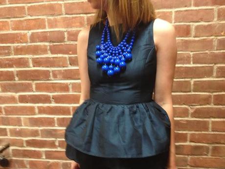 outfit: navy and black double peplum