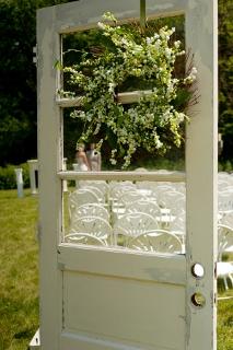 outdoor wedding seating idea with door