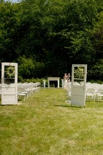 doors marking off wedding space at outdoor wedding