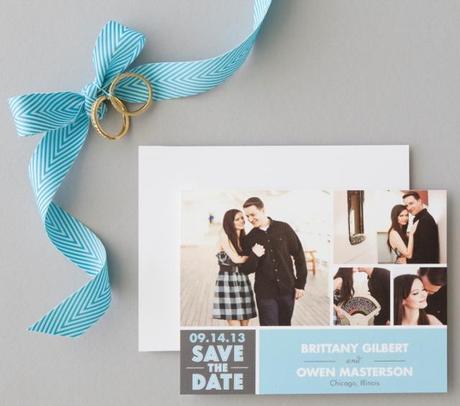 Blue save the date with picture