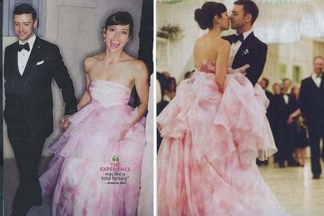 Jessica Biel pink wedding dress