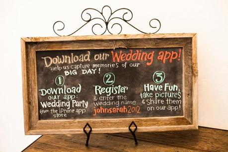 wedding chalkboard with wedding app info