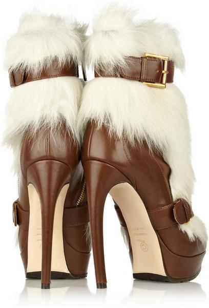 Alexander McQueen Shearling and Leather Boots