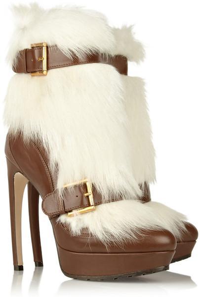 Alexander McQueen Shearling and Leather Boots
