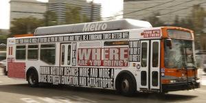 LAUSD school buses feature some eye-catching messages as well.