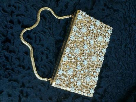 1920's DANCE PURSE by EVANS - never used - price tag still on - pristine condition - gold - jeweled